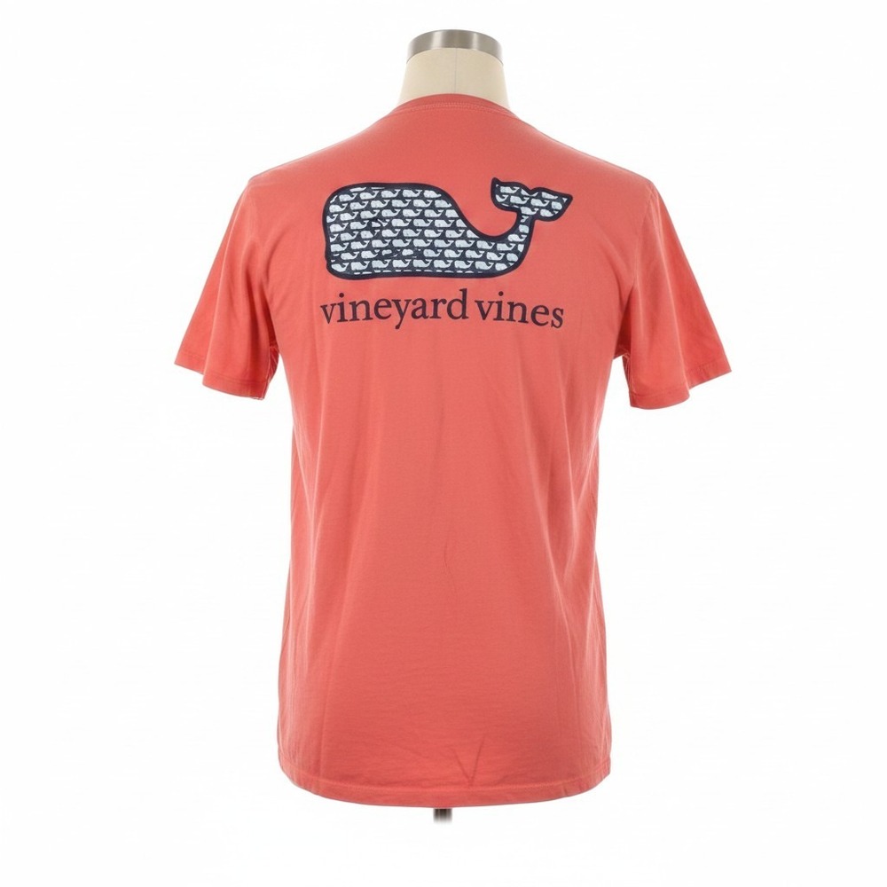 Vineyard Vines Mens M Coral Pink Whale Graphic Pocket T-Shirt Preppy Classic